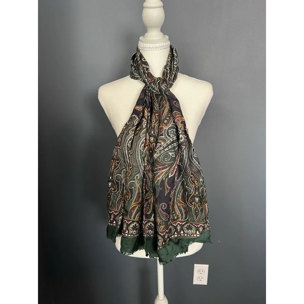 Vintage Silko Milano Italian Silk Paisley Scarf Fall Preppy Classic Old Money